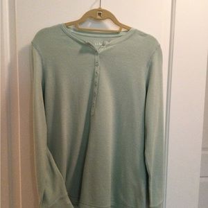LL BEAN WOMENS HENLEY LONG SLEEVE SHIRT LARGE